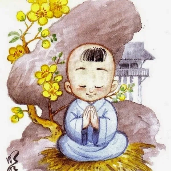 Hình chú tiểu chấp tay thể hiện sự tôn kính và thanh tịnh Hình chú tiểu chấp tay thể hiện sự tôn kính và thanh tịnh