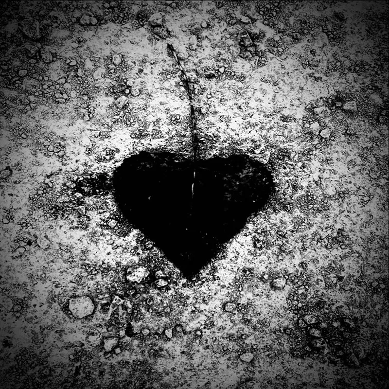 Trái tim trắng nền đen tạo nên sự tương phản ấn tượng
