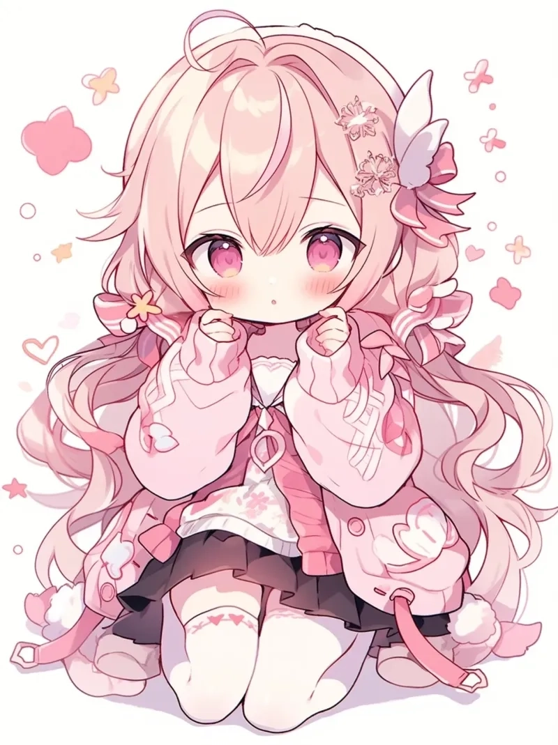 Anime chibi cute đơn giản thích hợp làm hình nền nhẹ nhàng