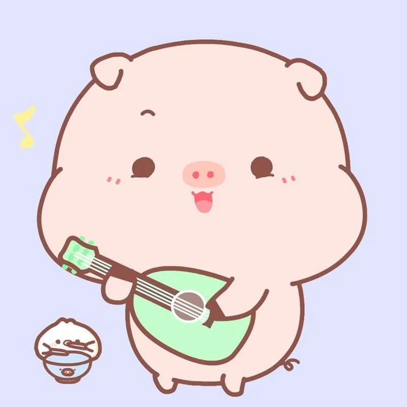 Ảnh heo chibi cute tạo cảm giác vui tươi đầy màu sắc