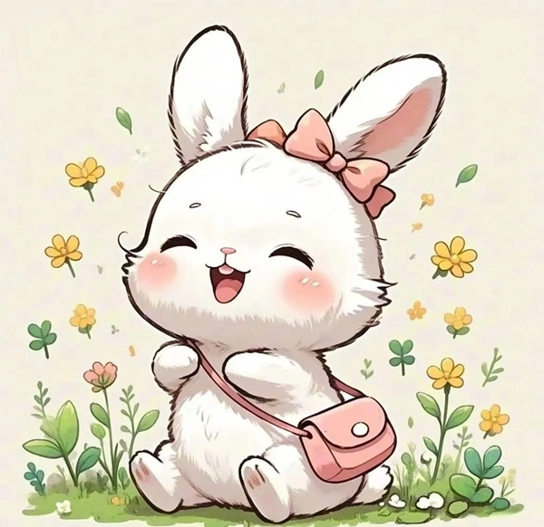 Con thỏ cute cà rốt chibi nét vẽ ngộ nghĩnh 