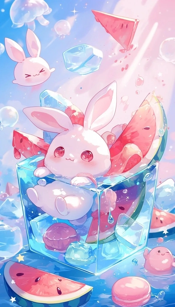 Anime thỏ cute hình chibi nét vẽ Nhật Bản 