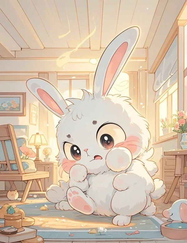 Chibi hình vẽ con thỏ cute đơn giản phong cách kawaii 