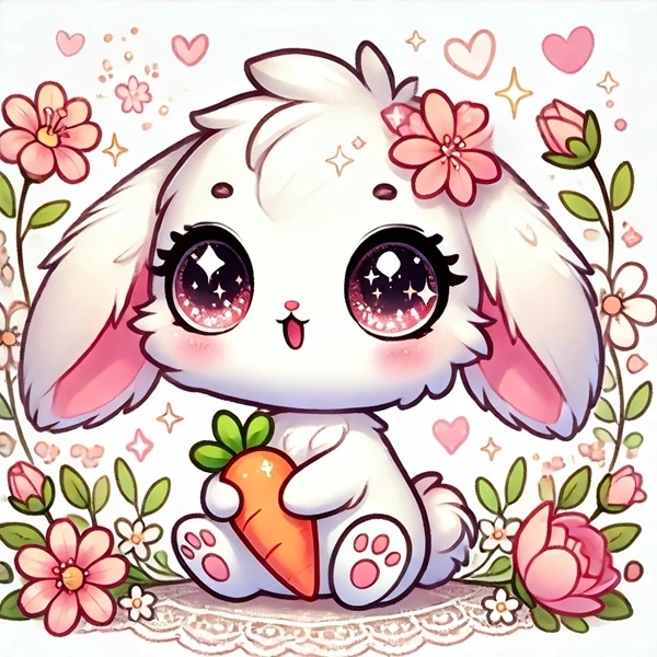 Chibi sticker thỏ cute phong cách kawaii ngộ nghĩnh 