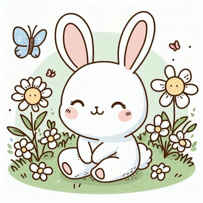 Chibi con thỏ cute nét vẽ kawaii dễ thương 