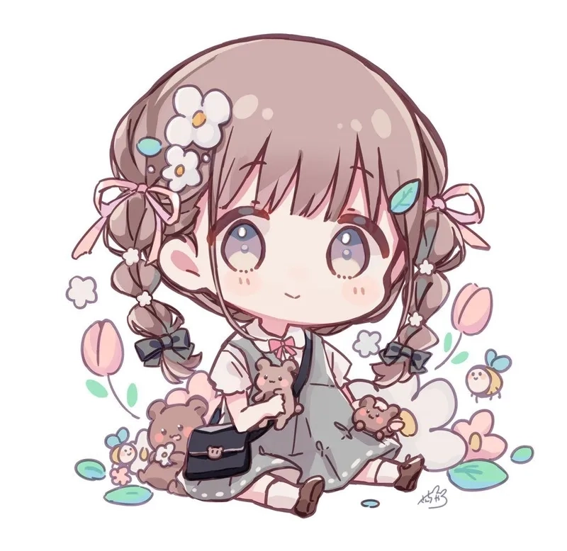 Ảnh anime chibi cute nữ rực rỡ với nét vẽ sáng tạo