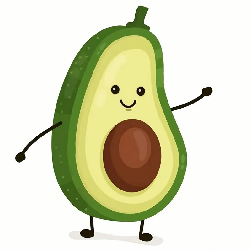 Hình trái bơ chibi cute thần thái vui nhộn đáng yêu 