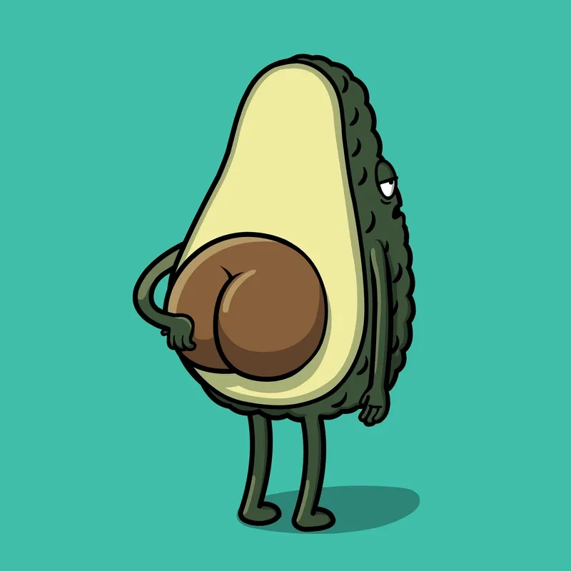 Trái bơ vẽ nét vẽ ngộ nghĩnh phong cách dễ thương 