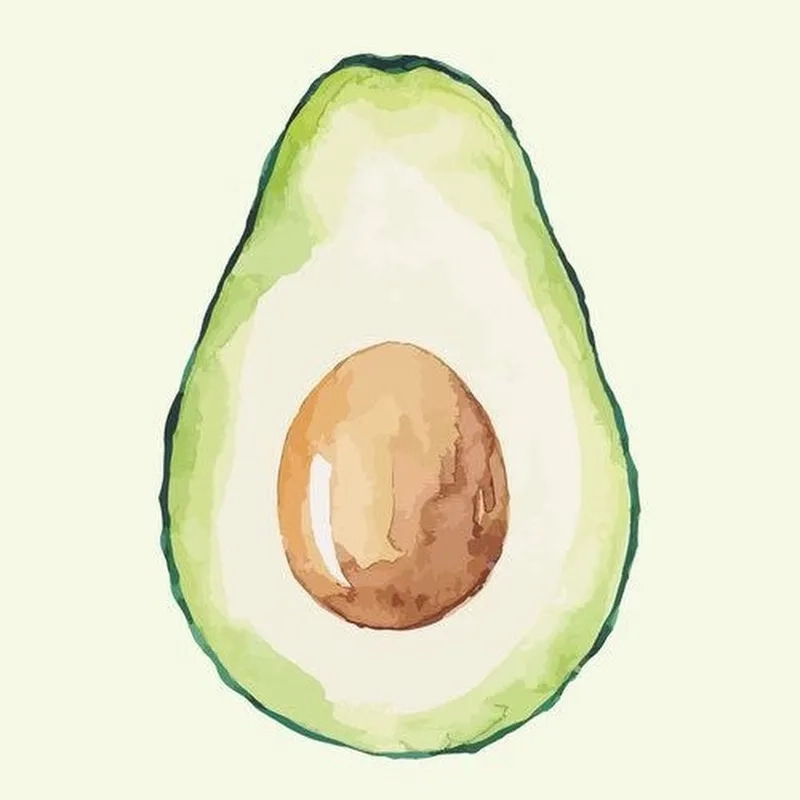 Ảnh trái bơ chibi nét vẽ ngộ nghĩnh phong cách dễ thương 