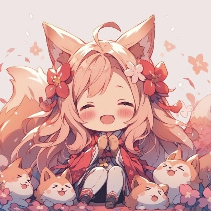 Chibi avatar đôi BFF cute nữ phong cách kawaii 