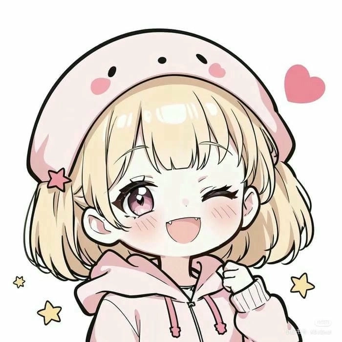 Avatar chibi nữ cute màu xanh dương tươi mát kawaii 