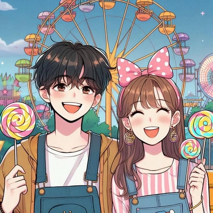 Ảnh anime chibi avatar cute đôi nét vẽ Nhật Bản 