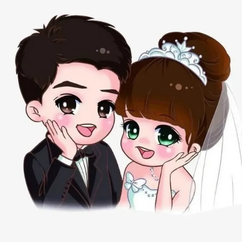 Avatar đôi cute chibi nét vẽ ngộ nghĩnh dễ thương 