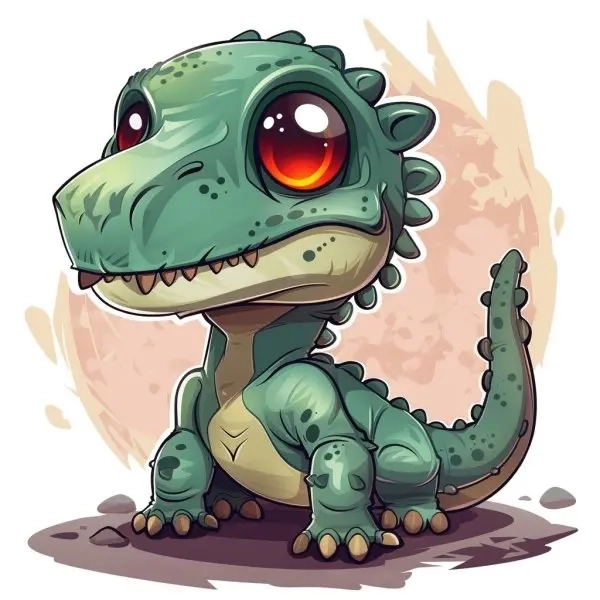 Chibi cute avatar khủng long hồng nét vẽ dễ thương 