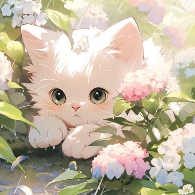 Ảnh cute mèo chibi phong cách ngộ nghĩnh kawaii 