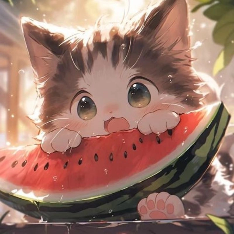 Hình con mèo chibi nét vẽ dễ thương kawaii 