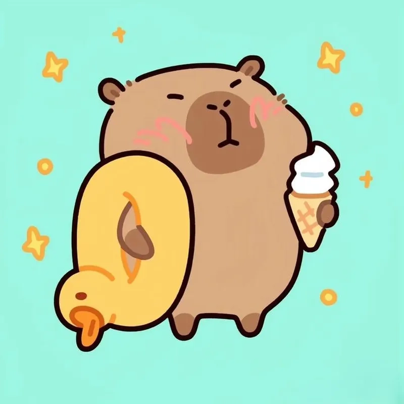 Capybara chibi hồng phong cách kawaii dễ thương 
