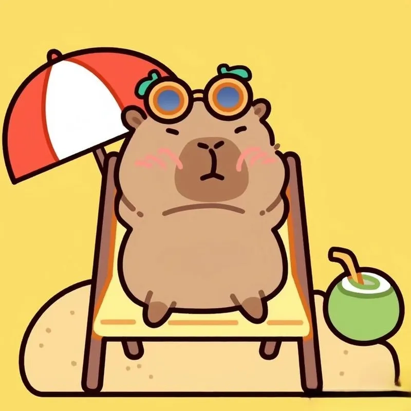 Chibi ảnh capybara chibi thần thái kawaii dễ thương 