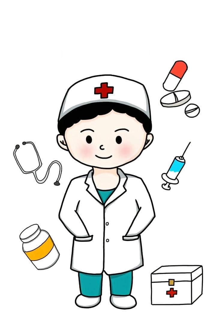 Hình ảnh bác sĩ hoạt hình nét vẽ ngộ nghĩnh dễ thương 