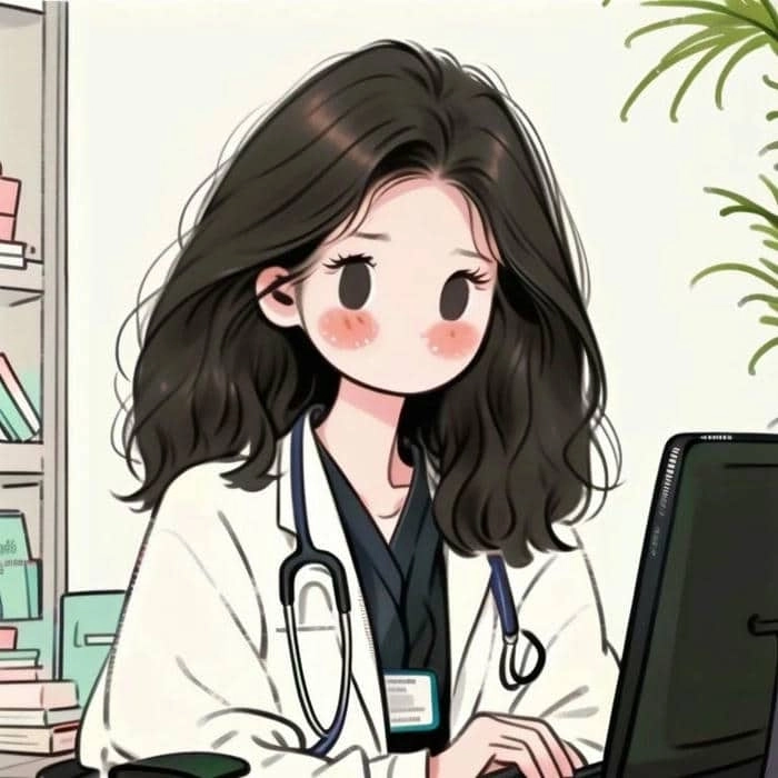 Hình slide bác sĩ chibi minh họa vui nhộn dễ thương 
