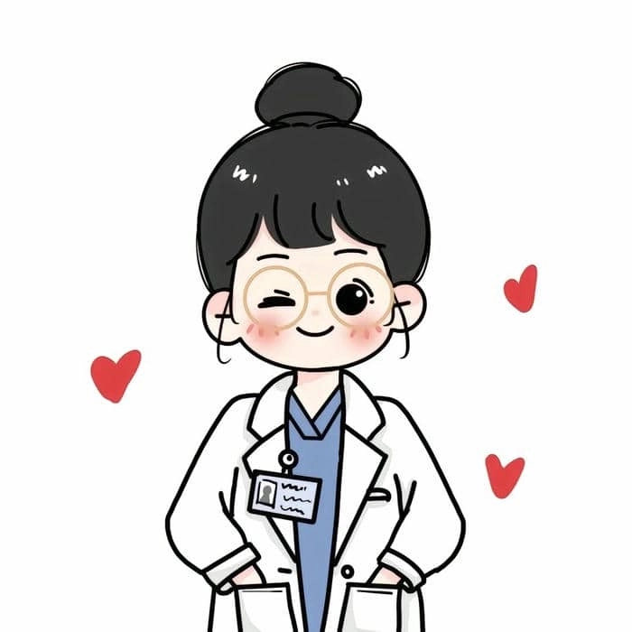 Hình bác sĩ soi kính hiển vi chibi nét vẽ ngộ nghĩnh 