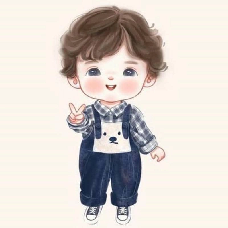 Hình chibi bé trai ghép mặt nét vẽ vui nhộn 