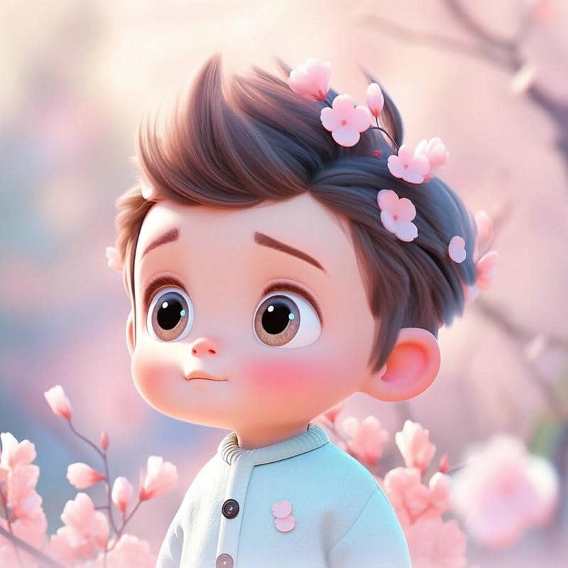 Chibi bé trai dễ thương thần thái vui nhộn 