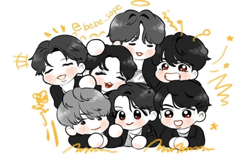Bts chibi art nét vẽ nghệ thuật đậm chất Army