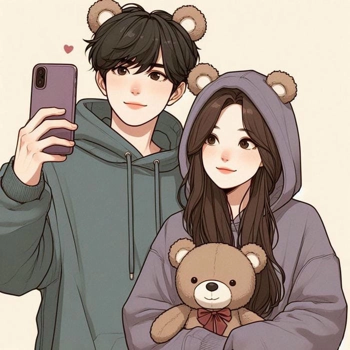 Hình chibi cặp đôi dễ thương phong cách kawaii 