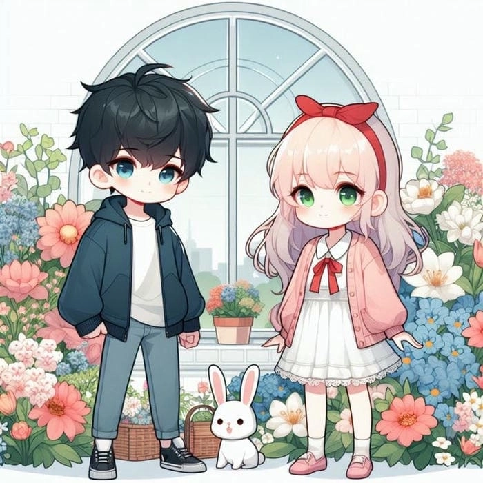 Hình ảnh anime chibi cặp đôi dễ thương phong cách kawaii 
