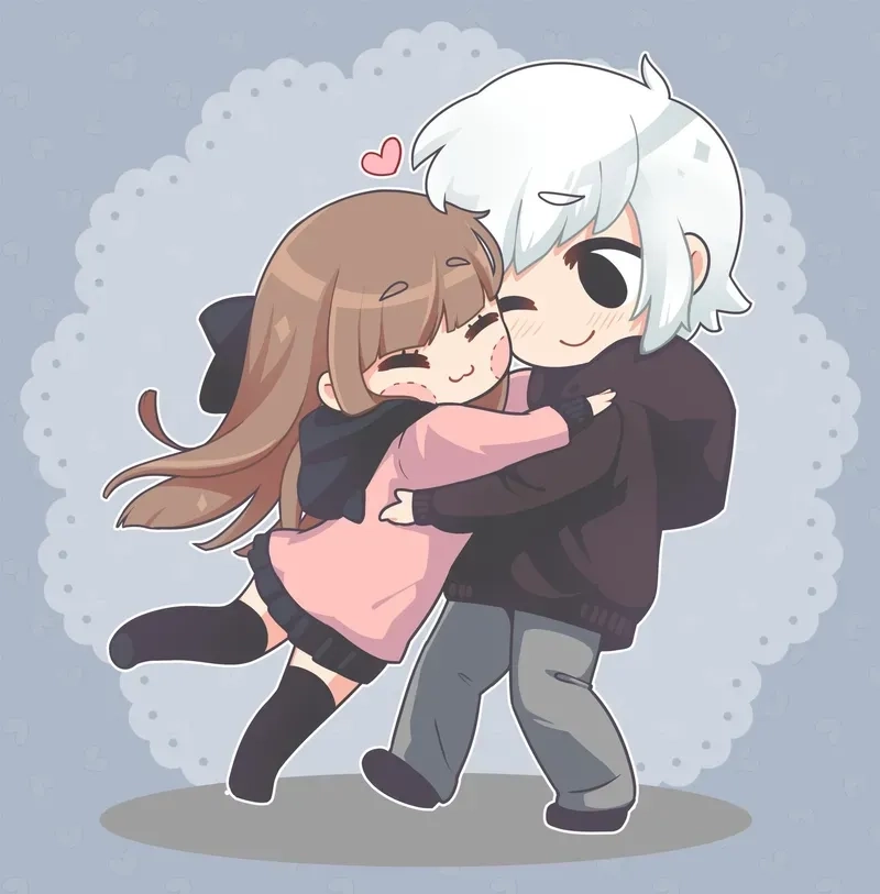 Ảnh đôi chibi cute phong cách kawaii đáng yêu 