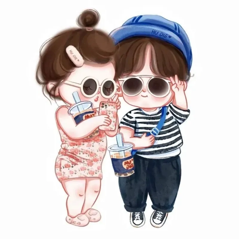 Ảnh cặp anime chibi nét vẽ Nhật Bản dễ thương 