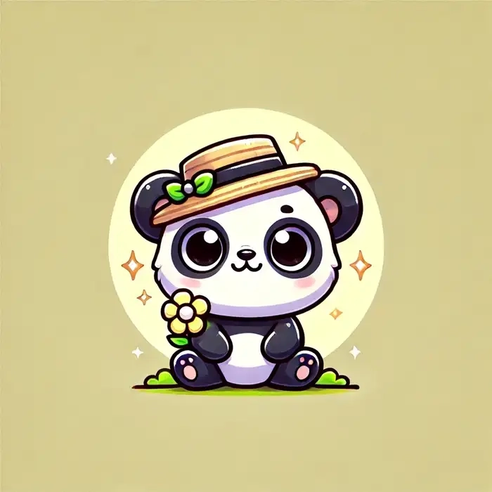 Hình panda chibi nét vẽ ngộ nghĩnh kawaii 