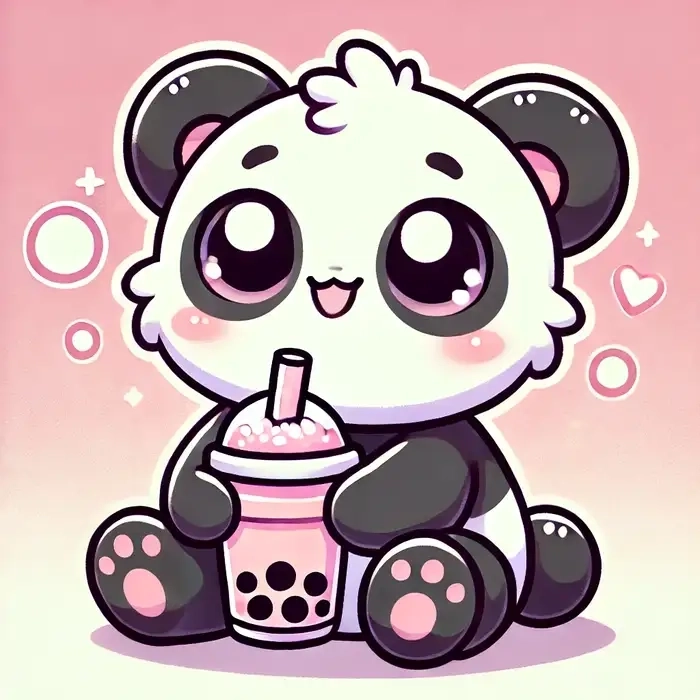 Gấu panda chibi phong cách kawaii dễ thương 