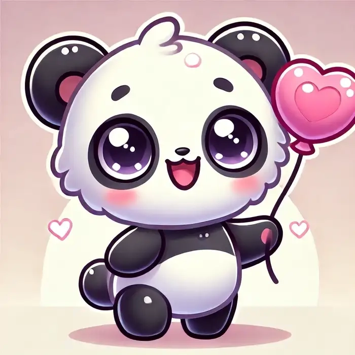 Gấu trúc mèo chibi mập phong cách kawaii đáng yêu 