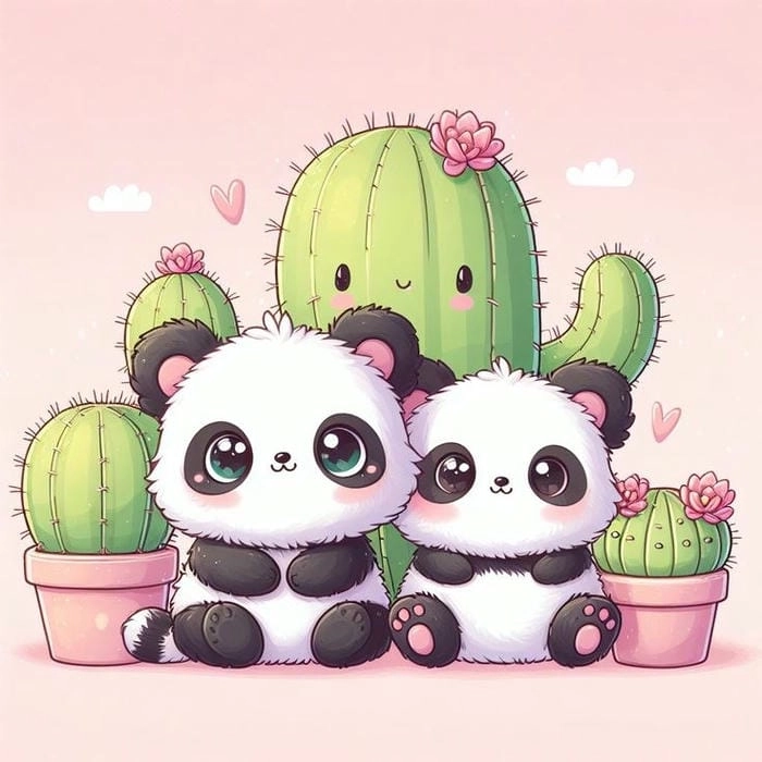 Chibi gấu trúc phong cách kawaii dễ thương 