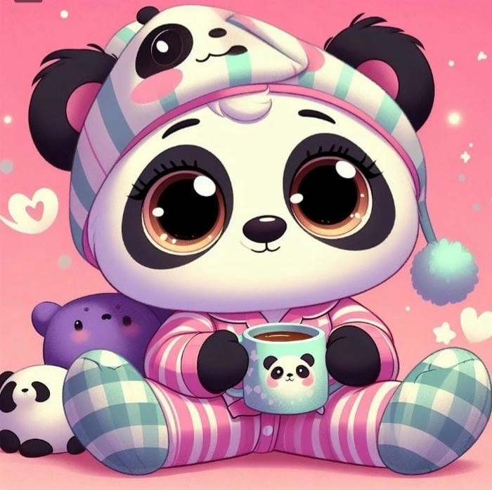 Chibi gấu trúc cute thần thái ngộ nghĩnh kawaii 