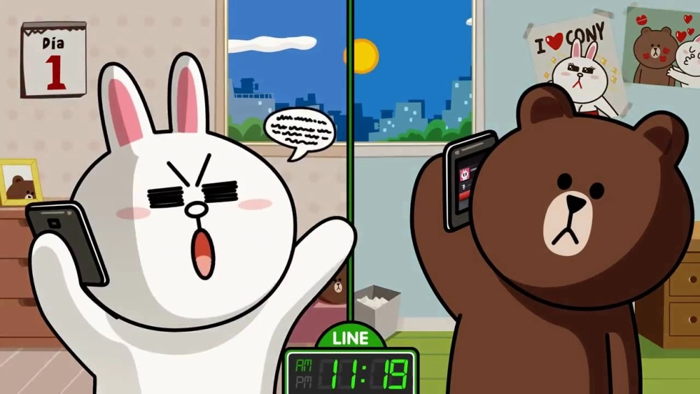 Gấu Brown và thỏ Cony chibi phong cách LINE Friends 