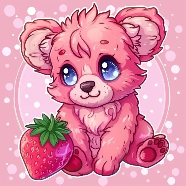 Gấu dâu chibi phong cách kawaii dễ thương ngộ nghĩnh 