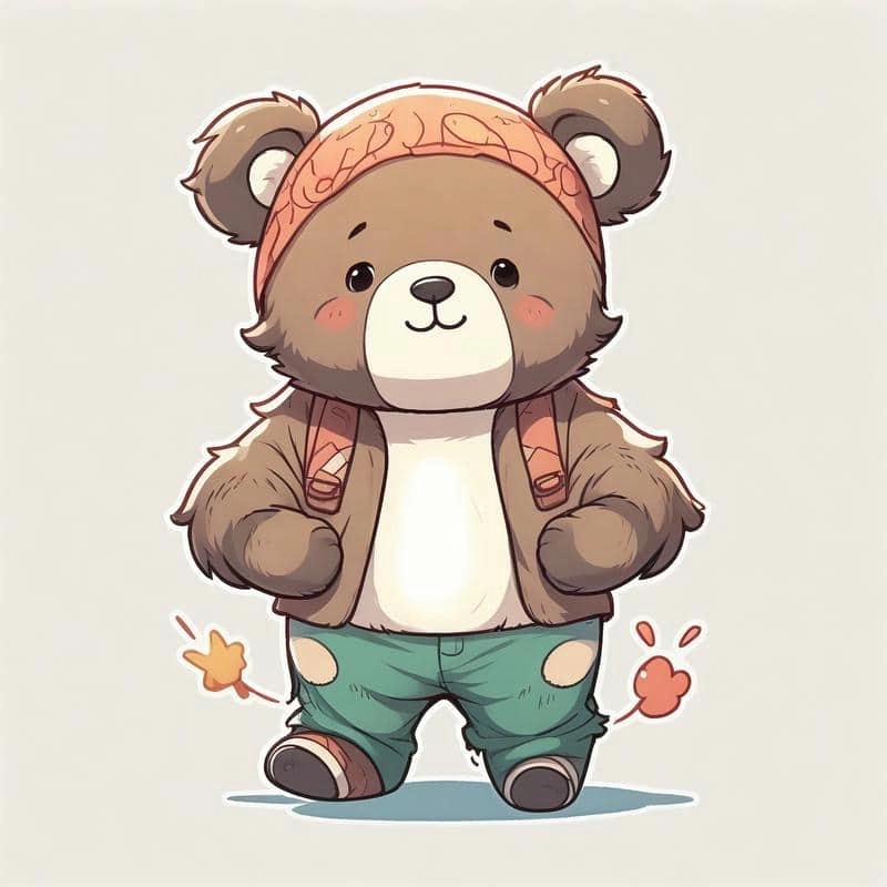 Gấu cute chibi nét vẽ ngộ nghĩnh dễ thương 