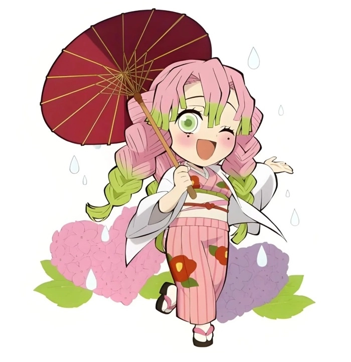 Chibi Mitsuri coloring page sáng tạo với tranh tô màu