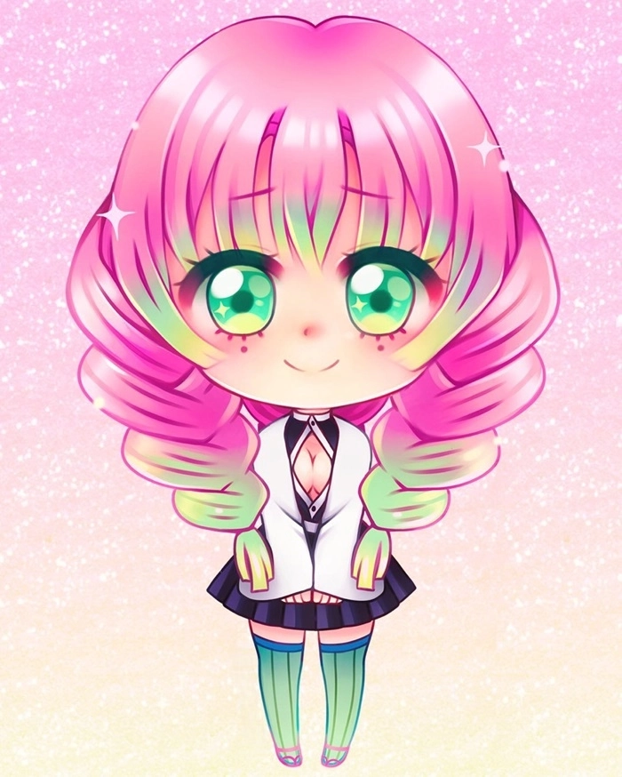 Kawaii chibi Mitsuri nét vẽ đáng yêu tải ngay