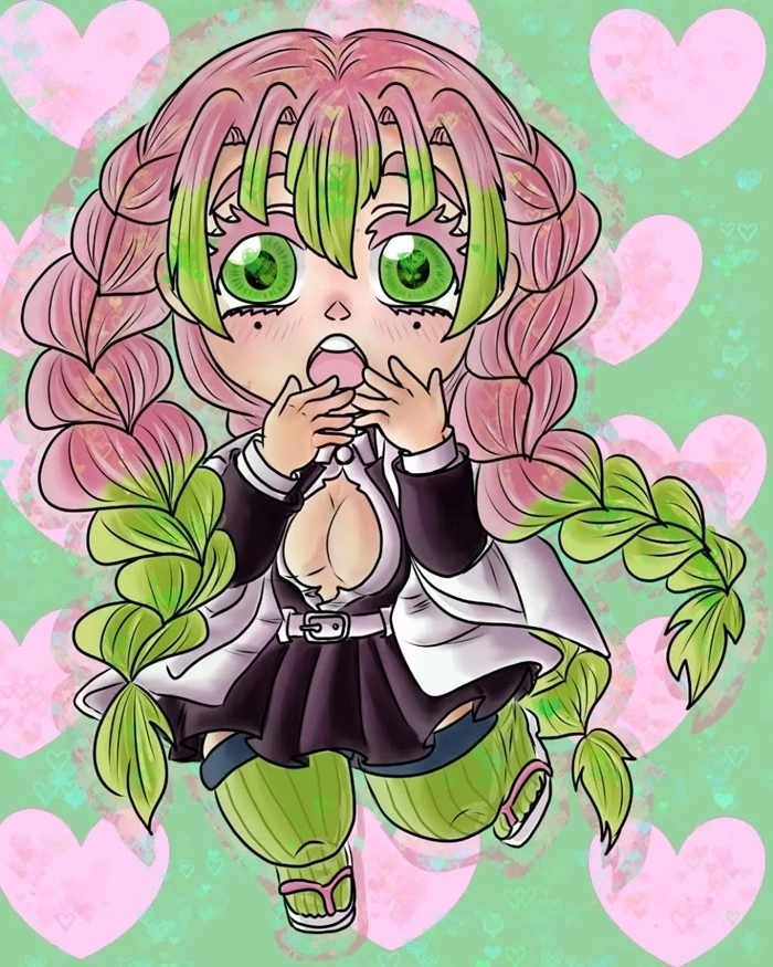 Mitsuri và Shinobu chibi bộ đôi đáng yêu anime