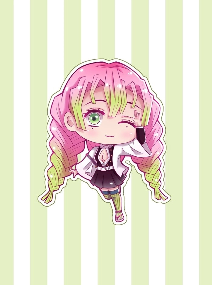 Chibi Mitsuri Kanroji nét vẽ anime siêu đáng yêu