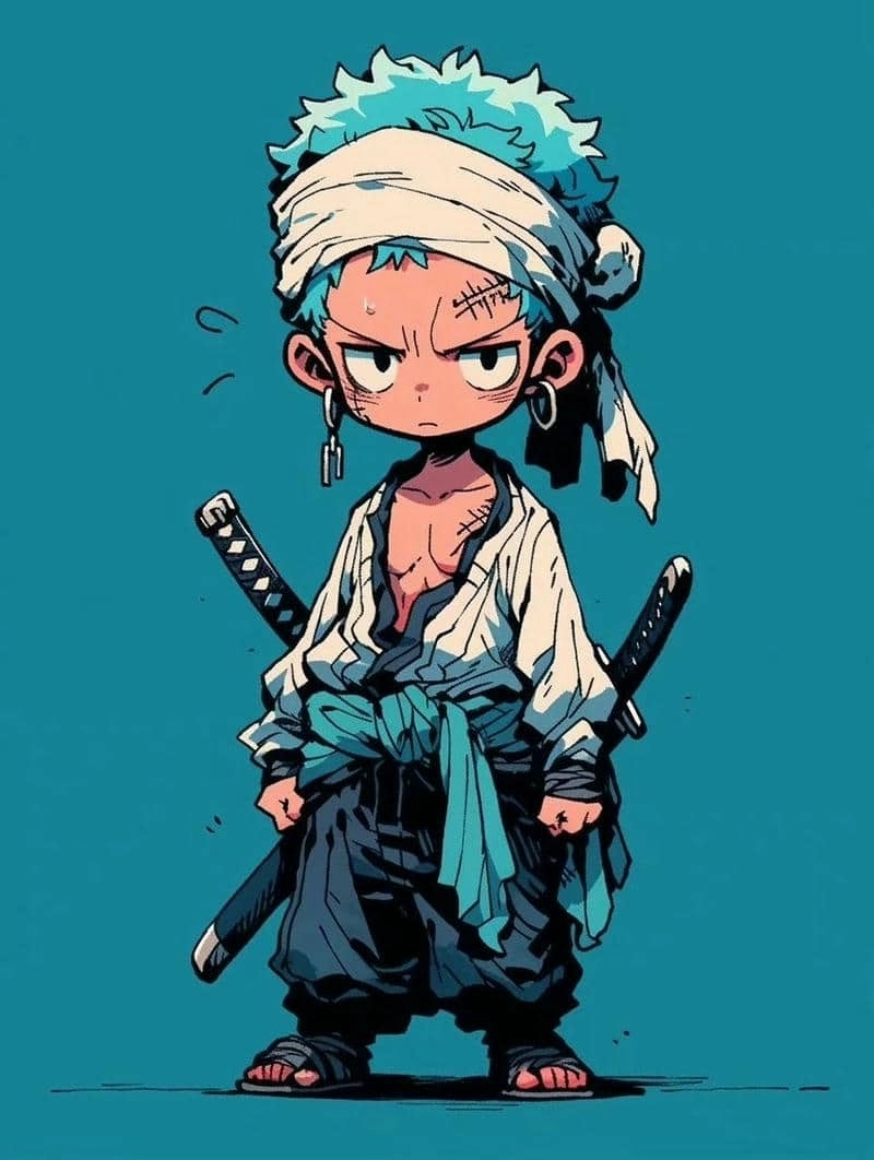 Roronoa Zoro chibi thần thái mạnh mẽ dễ thương 