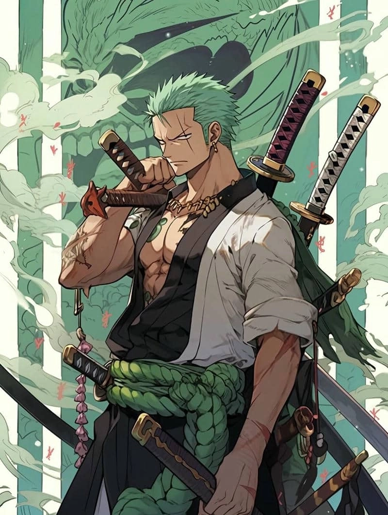 Ảnh Zoro chibi ngầu nhất thần thái mạnh mẽ 