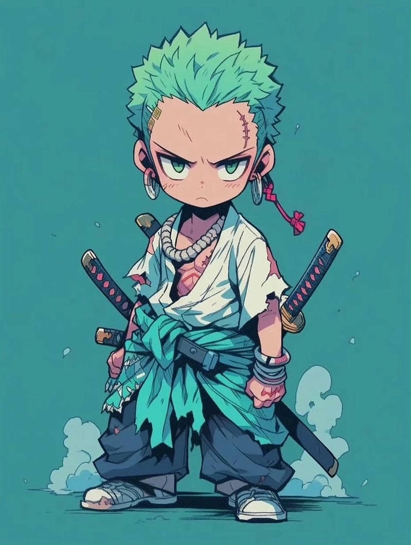 Hình Zoro chibi phong cách vui nhộn dễ thương 