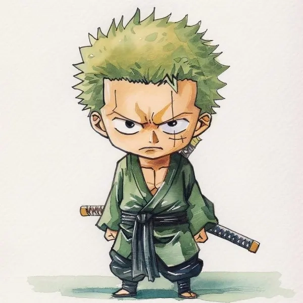 Zoro Robin chibi phong cách tình cảm đáng yêu 