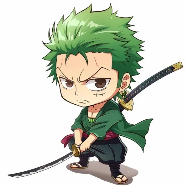Zoro chibi art phong cách nghệ thuật vui nhộn 