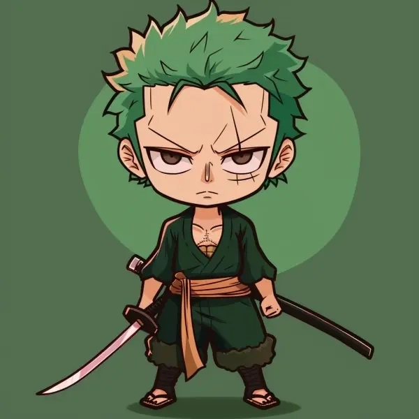 Hình vẽ Zoro chibi nét vẽ ngộ nghĩnh đáng yêu 